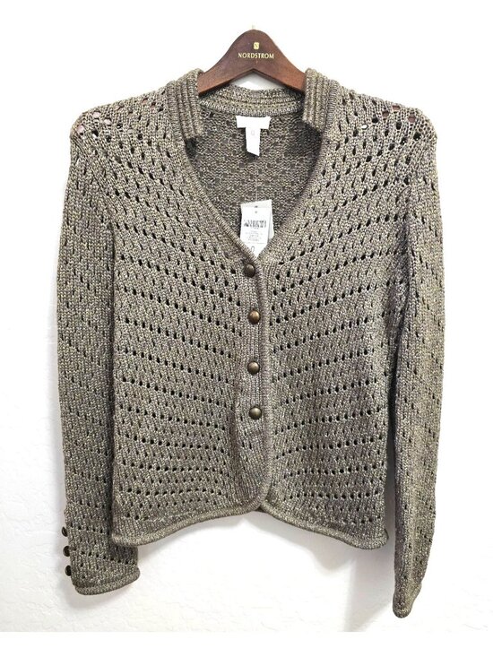 Chico's Sweaters - NWT Chicos Size 0 Florence Cardigan Sweater Sherwood Olive Metallic Knit